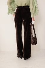 Брюки прямые из велюра с поясом-резинкой