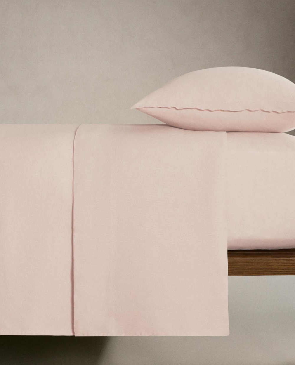 Zara Home - Простыня из постиранного льна (вес 140 гхм2), розовый, 160x280 см