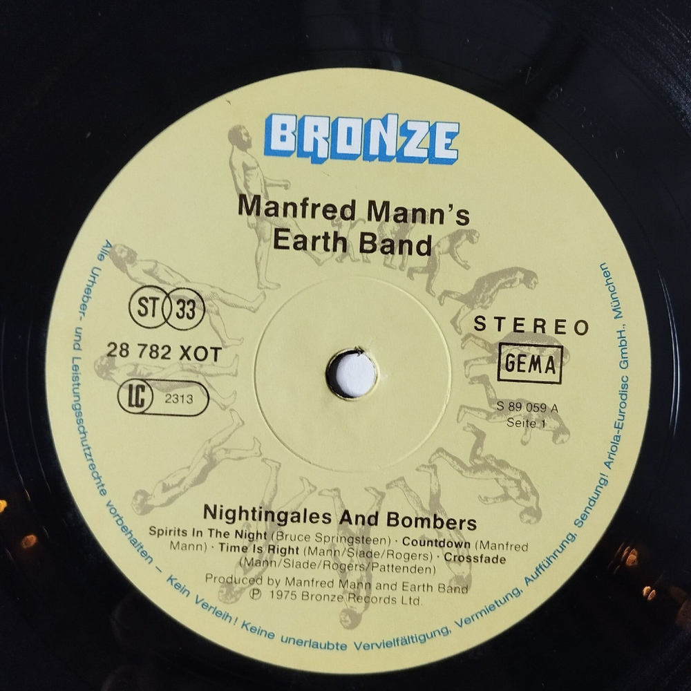 Винтажная виниловая пластинка LP Manfred Mann Earth Band Nightingales and Bombers (Germany 1977) Spirits In The Night