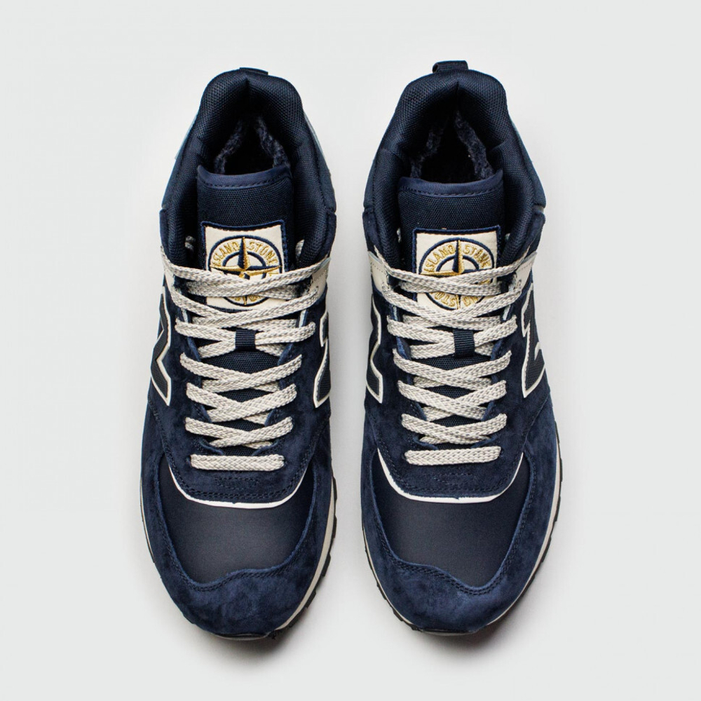 кроссовки New Balance 574 Mid x Stone Island Blue / White Winter
