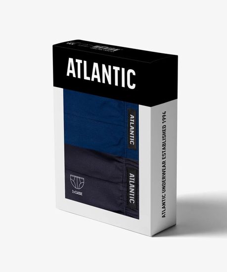 Мужские трусы (2шт) слипы классика Atlantic 2RMP-006, темно-голубой + темно-синий