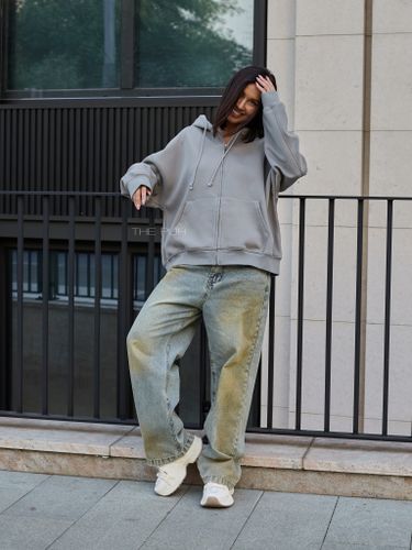 Худи на молнии в темно-сером цвете