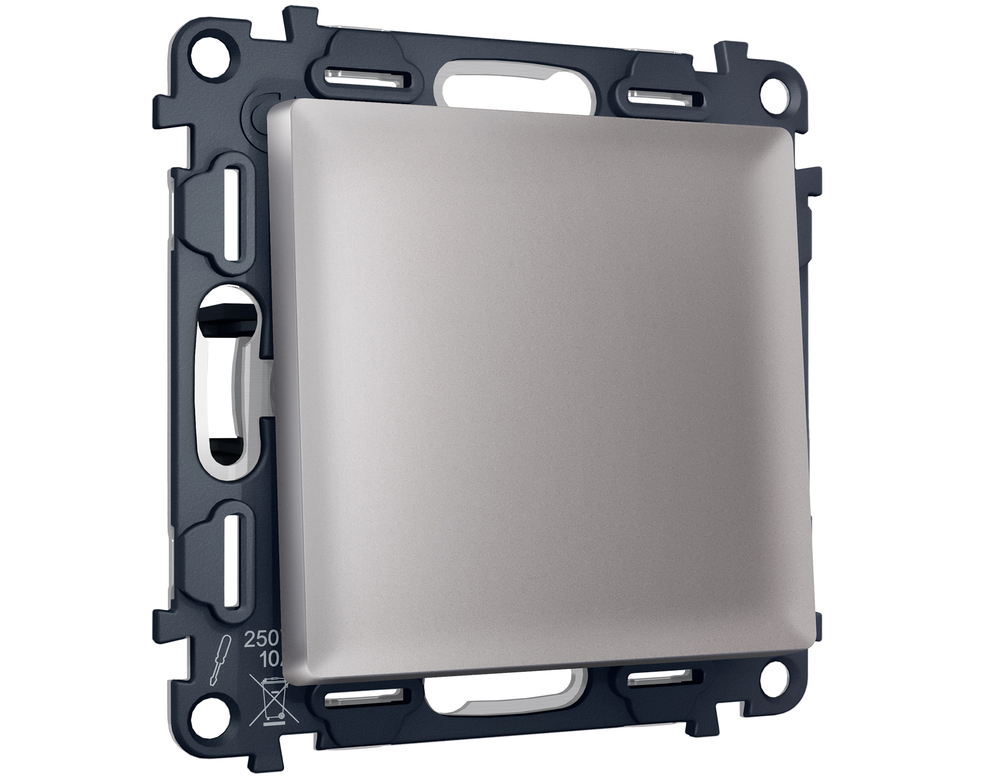 MA501050 Комплект механизма 1-кл выключателя с самовозвратом ALFA Сталь матовый QUANT (AP5010, VM113)