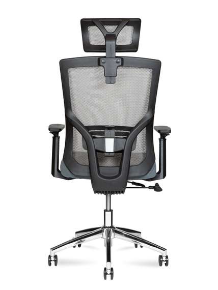 Кресло офисное Норден / Гарда SL / черный пластик / серая сетка / серая ткань / база хром