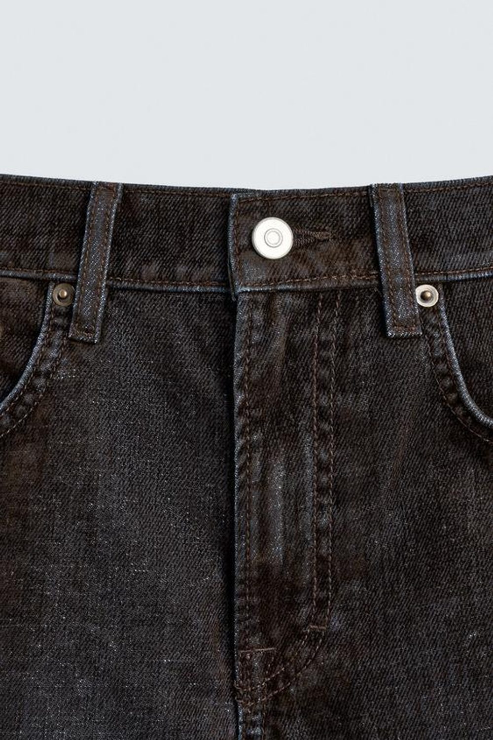 ZARA ДЖИНСЫ RELAXED FIT С ФЛОКИРОВАНИЕМ ПОД БАРХАТ, КОРИЧНЕВЫЙ