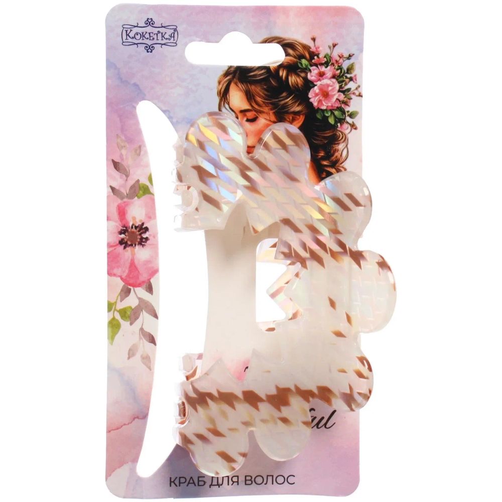 Заколка - краб для волос «AKS-EMPIRE», волна, микс 6 цветов, 8*5см