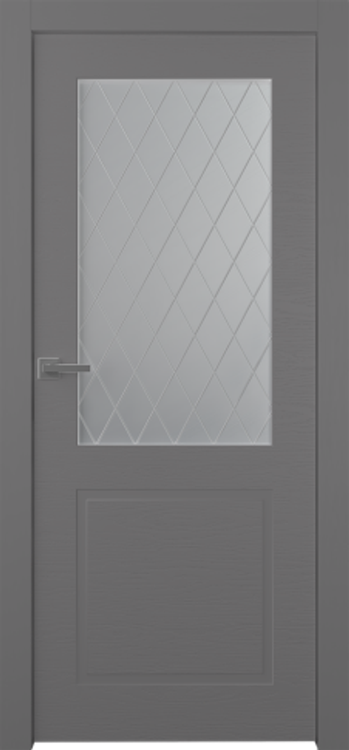Дверь Стелла 2 / Цвет Эмаль графит / Мателюкс белый витраж / Двери Belwooddoors