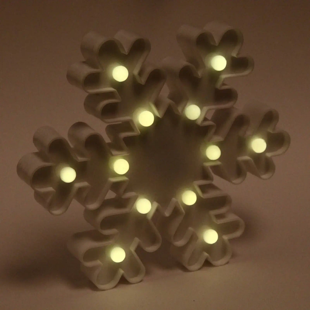 Светильник 25см «Снежинка» на батарейках, 12 LED ламп, цвет белый