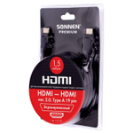 Кабель HDMI AM-AM 1 5 м SONNEN Premium ver 2.0 FullHD 4К UltraHD для ноутбука компьютера монитора телевизора проектора (2 штуки в упаковке)