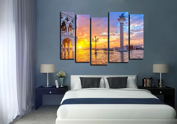 Модульная картина "Рассвет на набережной"