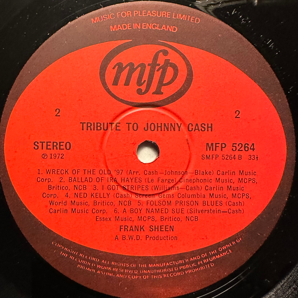 Frank Sheen - Tribute To Johnny Cash (Англия 1972г.)