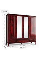 Шкаф 233х68х220, Джоли, распашной, 4 двери, с ящиками для одежды, из массива березы, красный, Makosa