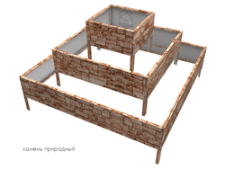 Клумба квадратная оцинкованная 3 яруса с выбором цвета полимерного покрытия