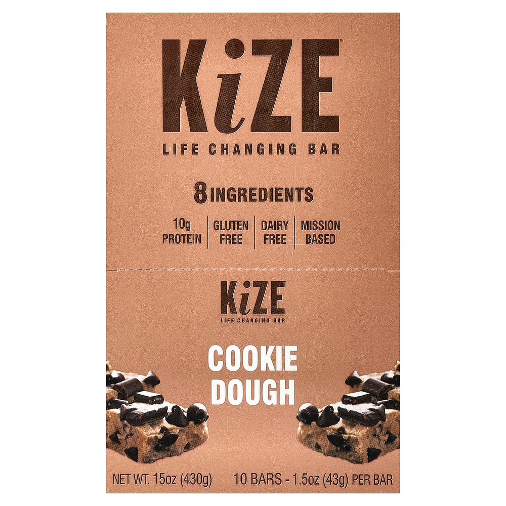 KiZE Life Changing Bar, печенье, 10 батончиков, 43 г (1,5 унции) каждое