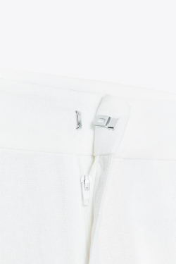 ZARA ШИРОКИЕ БРЮКИ С ПРЯЖКАМИ ИЗ ЛЬНА, БЕЛЫЙ