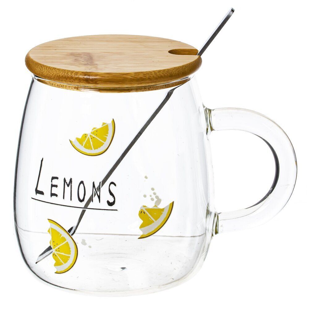 GAEM Кружка с крышкой и ложкой, 450 мл, L12 W9 H10 см