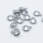 Подвеска Круг, родиевое покрытие, фианит, размер 8*6 мм, цена за 1 шт