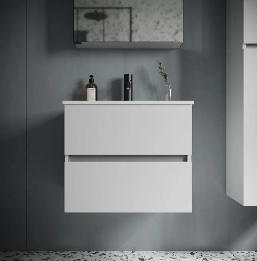 Тумба подвесная SANCOS Urban 590х450х550, c двумя ящиками оснащенными доводчиками, белый глянец , арт. UR60W