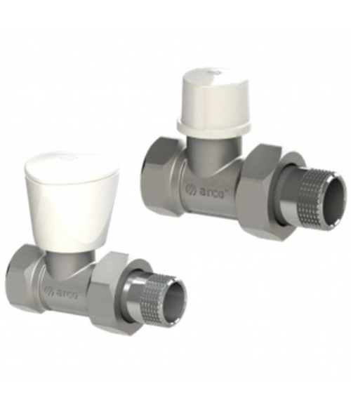 Радиаторный набор 2 крана ARCO, прямые - латунь хромированная, 1/2" (KCM13)