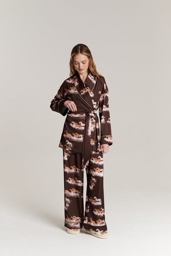 Блуза-кимоно с шалькой - бегущие лошади