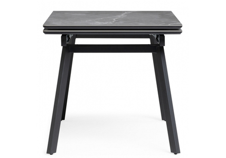 Керамический стол Woodville Норман 140(200)х80 серый мрамор larka grey, черный, ножки черные