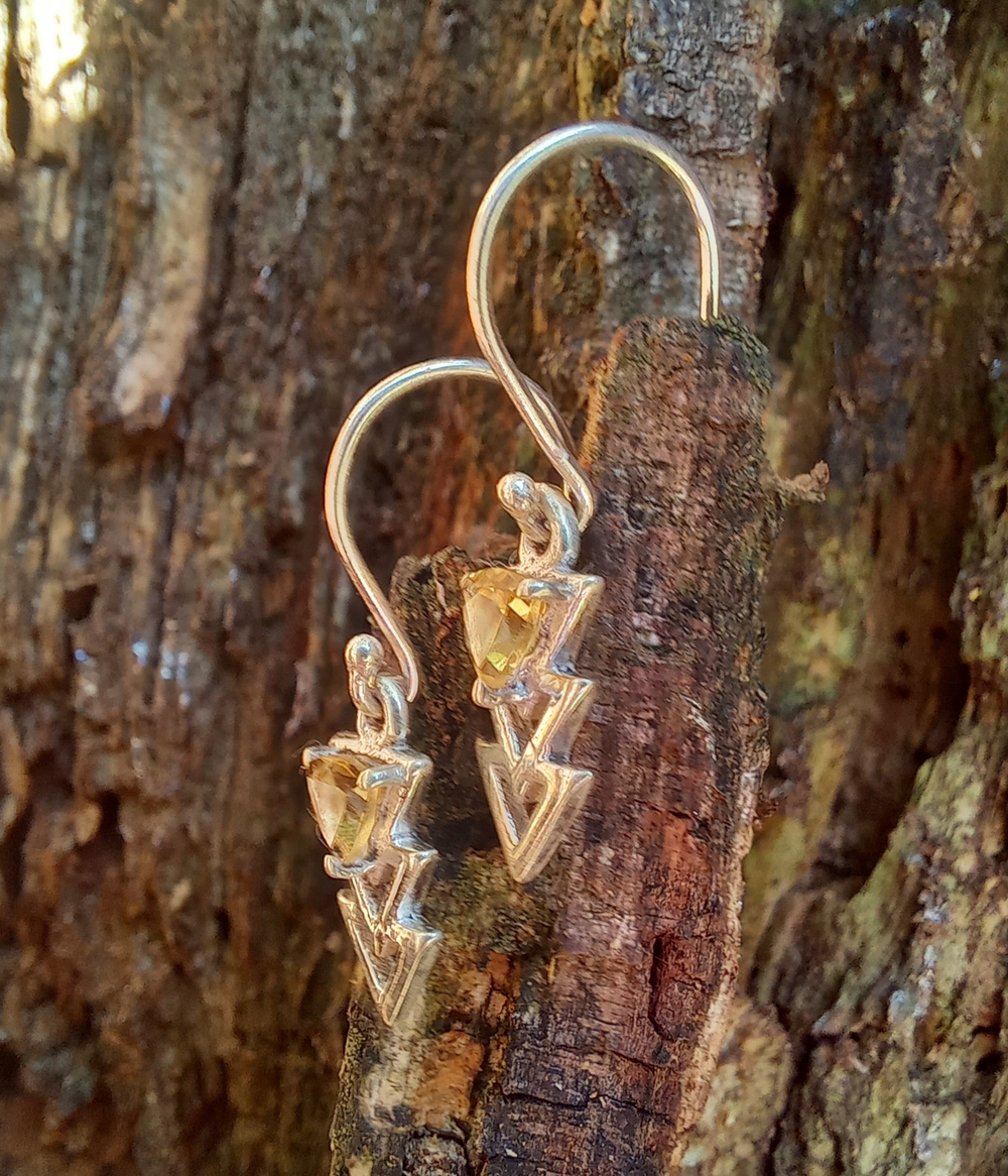 Серьги СТРЕЛА, серебро/цитрин