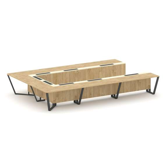 Steel Meet Стол переговорный П-образный KMK-PR.B.SP-15P Тиквуд Светлый/Ваниль Глянец/Металл Антрацит