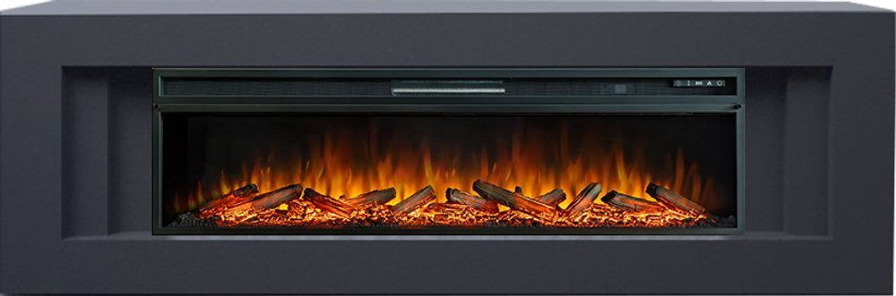 Каминокомплект Line 60 SFT (Разборный) - Серый графит с очагом Vision 60 LOG LED