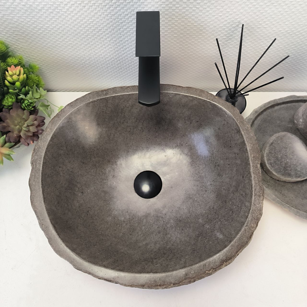 Каменная раковина из речного камня RS-63469 (46*40*15) 0122