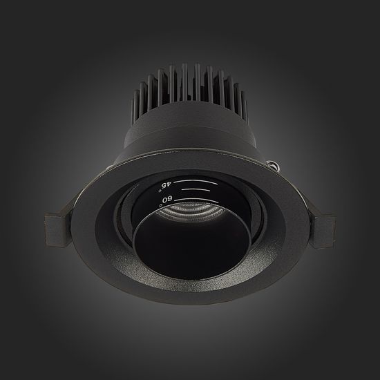 ST701.438.07 Св-к встр. Zoom Черный LED 1*7W 3000K 560Lm Ra 15°-60° IP20 D90xH65 170-240V Встраиваемые светильники