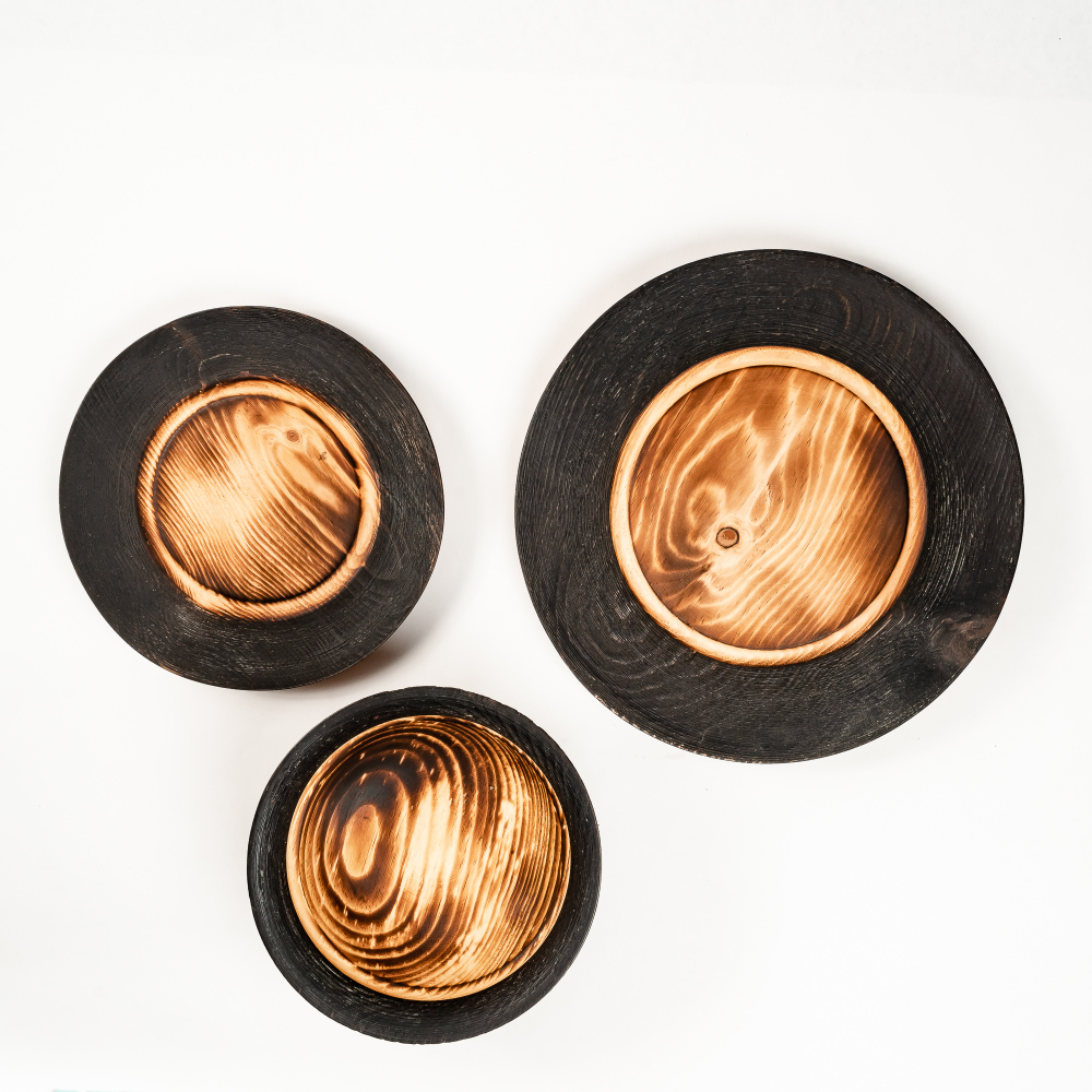 Набор деревянных тарелок из дерева сибирский кедр - 3 шт. TN80