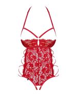 Пикантное кружевное боди Rediosa с открытым лифом (Размер: S-M) (Цвет: красный)