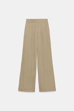 ZARA ШИРОКИЕ СТРУЯЩИЕСЯ БРЮКИ, СЕРО-КОРИЧНЕВЫЙ