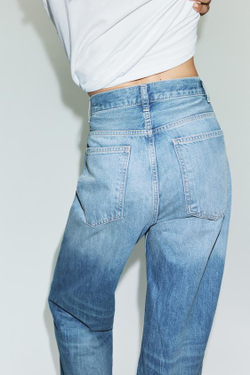 ZARA ДЖИНСЫ TRF STRAIGHT WIDE С ВЫСОКОЙ ПОСАДКОЙ, ГОЛУБОЙ