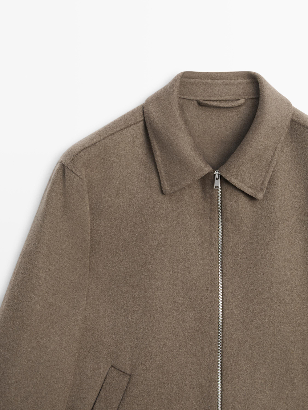 Massimo Dutti Куртка из смесовой шерсти с карманами, зеленоватый