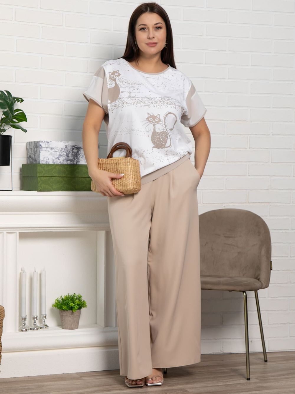 Блуза Алтея (белая/бежевый) Б15365-20М LT Collection