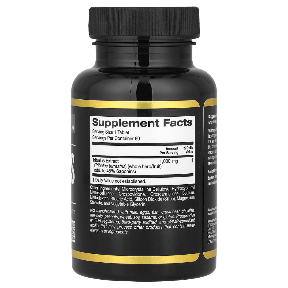California Gold Nutrition, Sport, якорцы, 1000 мг, 60 таблеток