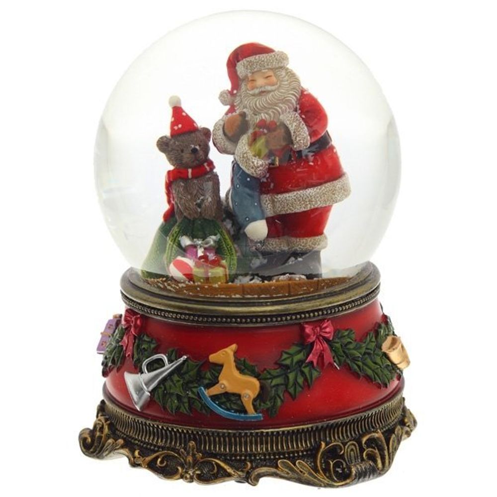 GAEM Фигурка декор в стекл шаре "Санта" (муз с ключ), D 10 см, L10,5 W10,5 H14,5 см, 2в.