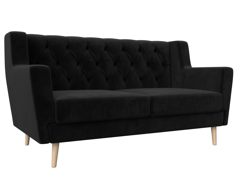 Диван кухонный прямой Брайтон 2 Люкс, Черный, Велюр, 108946