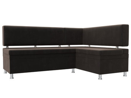 Диван кухонный угловой Стайл правый угол, Коричневый, Велюр, 111655