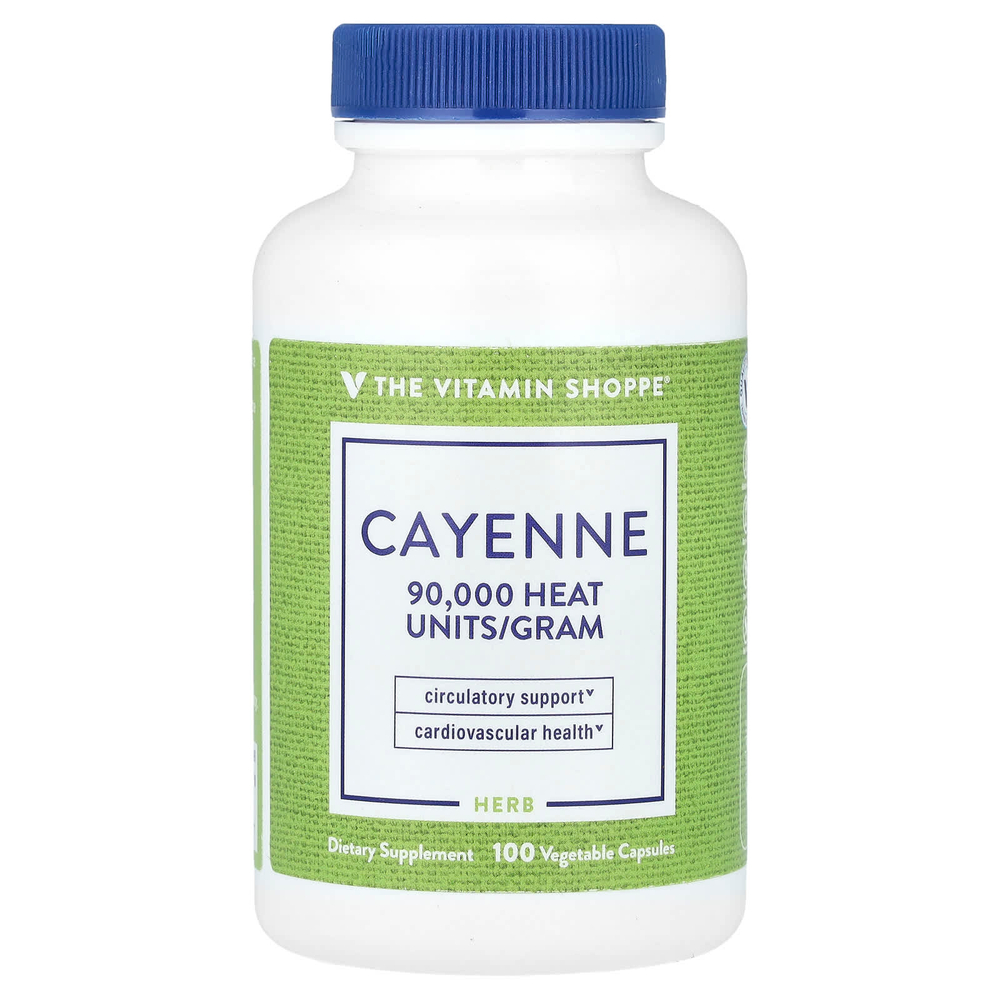 The Vitamin Shoppe, Кайенский перец, 100 растительных капсул (450 мг на капсулу)