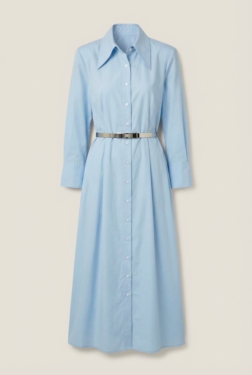 Платье-рубашка в небесно-голубом