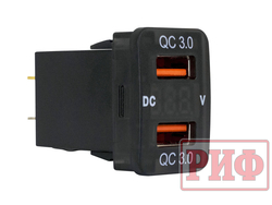 Розетка USB 2 QC 3.0 с вольтметром для Toyota 32x20