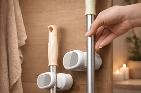 Удобное хранение инвентаря: настенный держатель для швабры без сверления