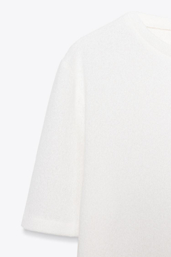 ZARA УКОРОЧЕННЫЙ ТРИКОТАЖНЫЙ ТОП, СЛОНОВАЯ КОСТЬ