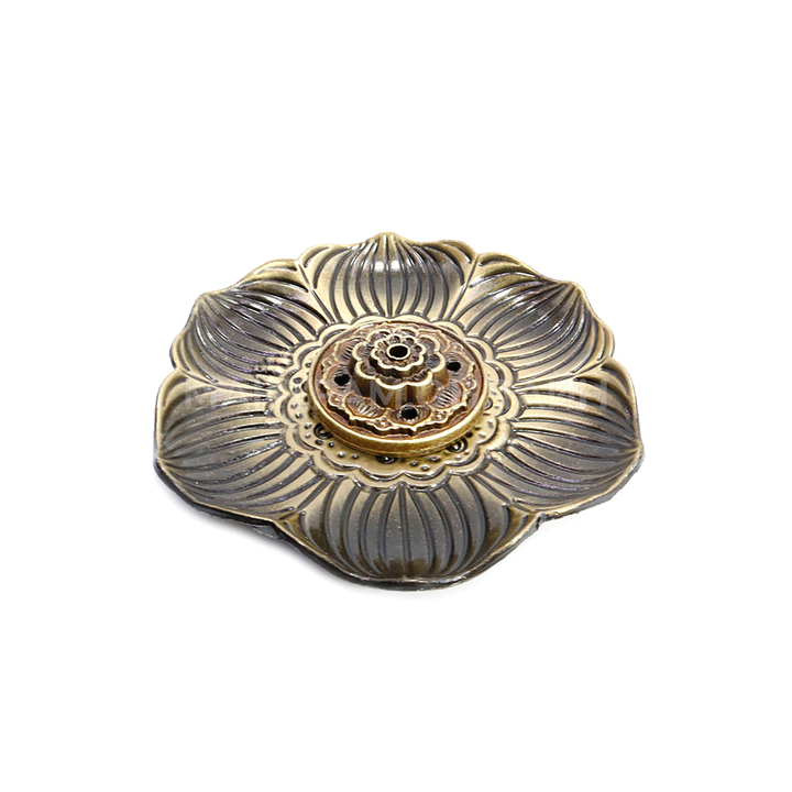 Подставка под благовония Лотос 6 лепестков, цвет бронзовый, металл силумин