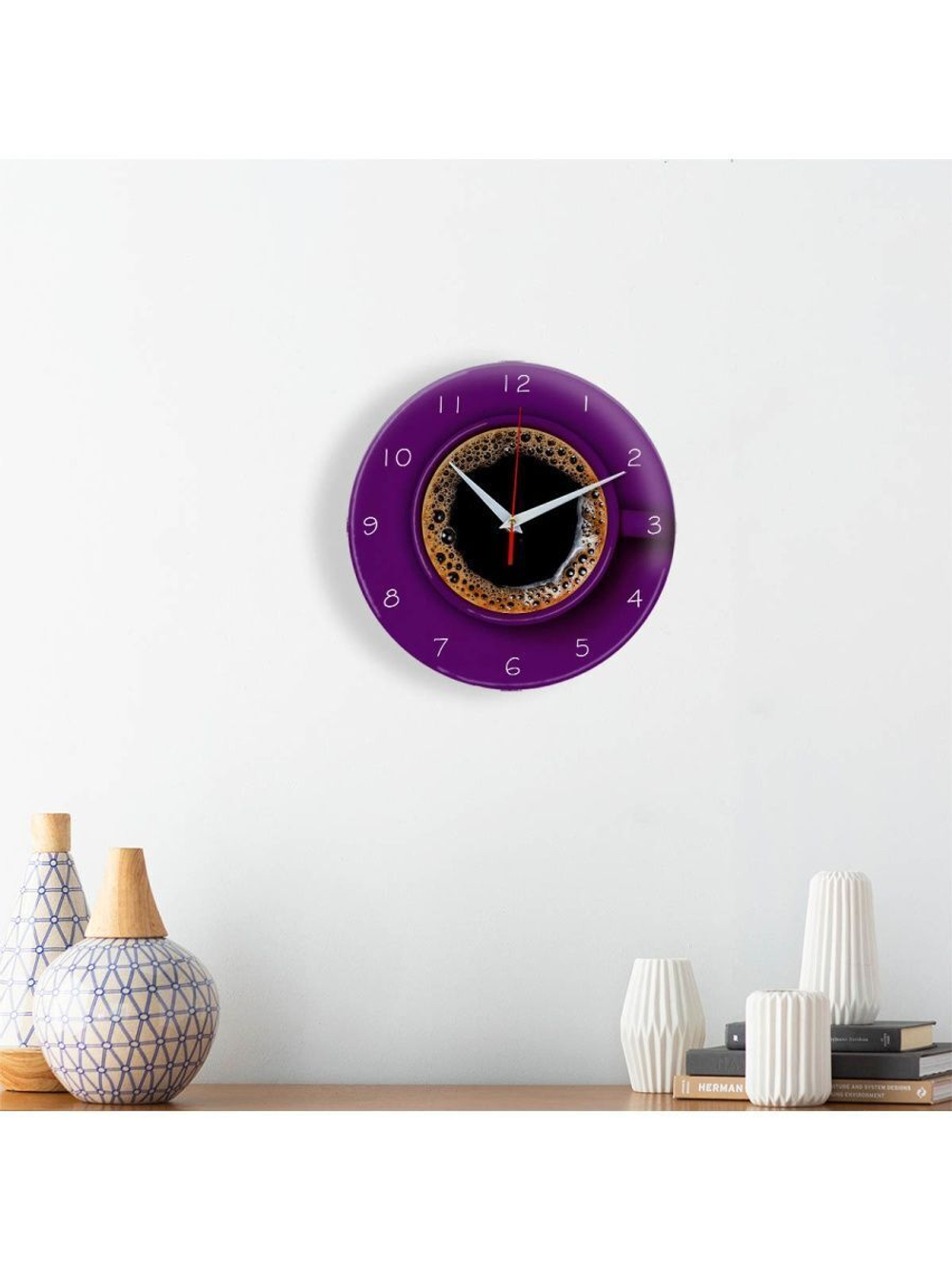 Часы кухонные настенные Идеал "Фиолетовая чашка кофе", круг 28 см