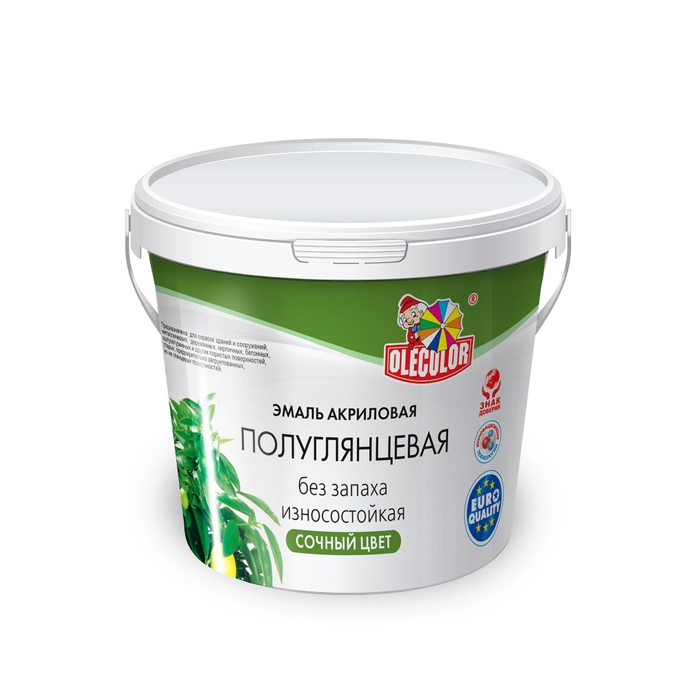 OLECOLOR Эмаль акриловая полуглянцевая белый 0,8кг