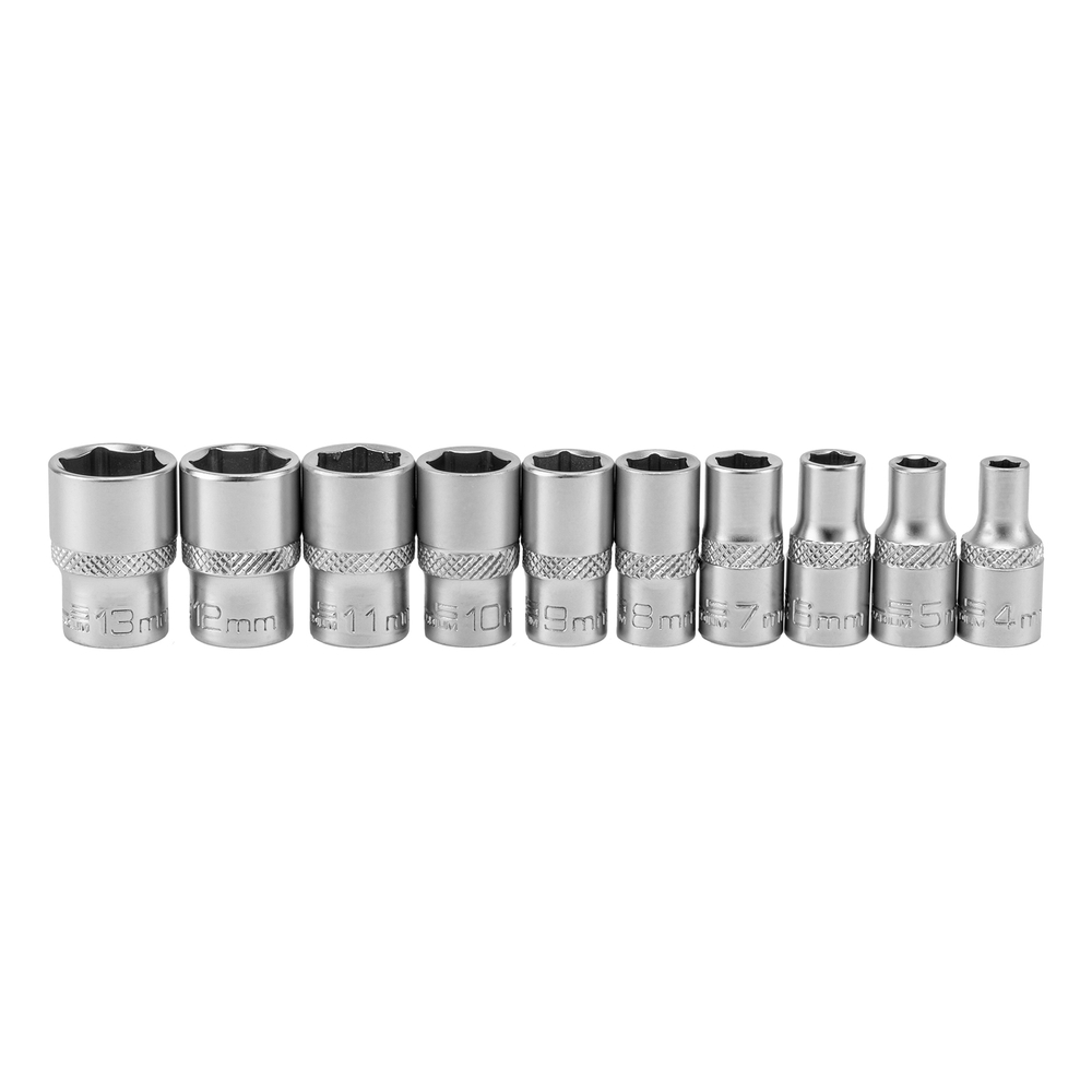 Набор торцевых головок, 1/4, шестигранные, CrV, 10 шт, 4-13 мм Stels