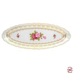 Блюдо для рыбы на ножке Queen's Crown Роза перламутр 56 см